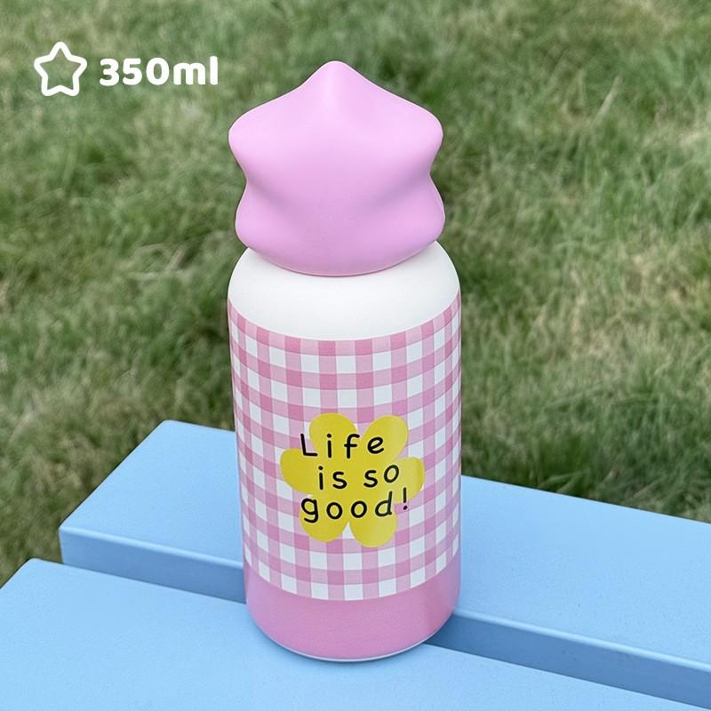 350ml Stainless Steel Vacuum Insulated Travel Mug With Star Print Portable Outdoor Sports Daily Use