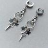 Silver Star Stainless Steel Hoop Earrings: Gothic Y2K Avant-garde Punk Style.