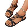 Damen Sandalen im Ethno-Stil in Übergröße, modisch vielseitig, Sommer 2025 neu, flache lässige Zehensandalen für Damen