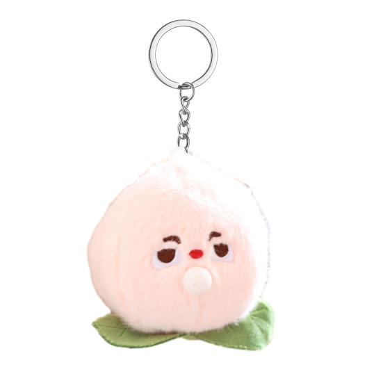 Cute Bubbling Lychee Plush Keychain, Small Stuffed Fruit Mangosteen Pendant for Bag Backpack Purse, Kawaii Key Ring Charm, Gift for Girls Women