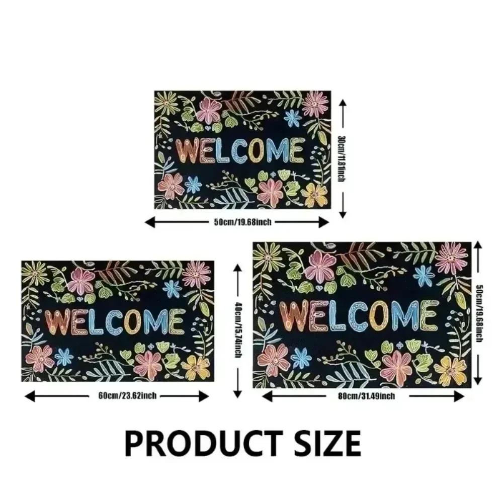 Cartoon Animal Carpet Mat Rug Collage Design with Happy Text Inspirational Phrase Home Decoration Floor Mat Welcome Mat