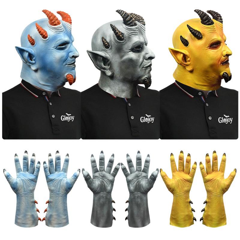 Hex Devil Scary Face Gloves Halloween Party Cosplay Prank Props