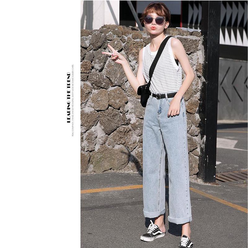 Mujer Jeans Ropa de cintura alta Pierna ancha Ropa de mezclilla Azul  Streetwear Vintage Calidad Moda Harajuku Pantalones rectos comprar a buen  precio — entrega gratuita, reseñas reales con fotos — Joom