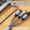 USB 2.0 Extension Cable 1 Male to 3 Female Adapter for Multiple Devices Data Transfer with Metal Housing and 30cm Length