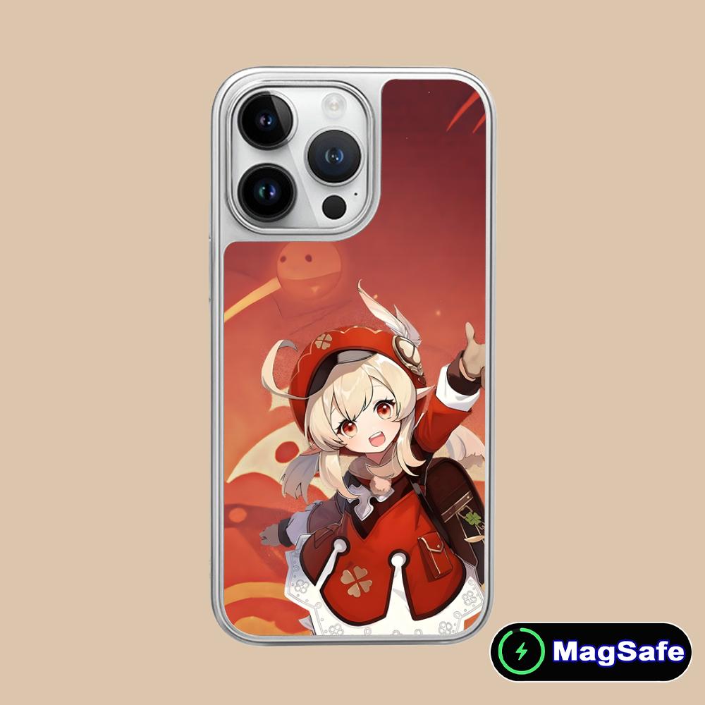 Game GI Klee Mobile Phone Case for iPhone 17 16 15 14 13 12 11 Air Pro Max Plus Magsafe Silver Plating Colorful Cover Cellphones