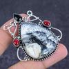 Dendrite Opal, Spinel Handmade 925 Sterling Silver Jewelry Pendant 2.29" s6F10