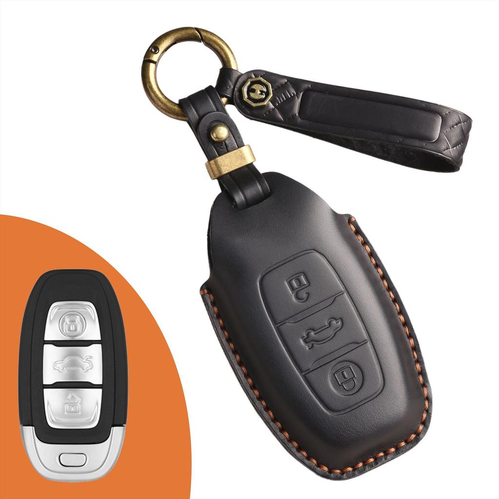 The Retro Key Cover Is Suitable for Hongqi H5 H7 Old Car Handmade Leather Key Protection Case Ring.