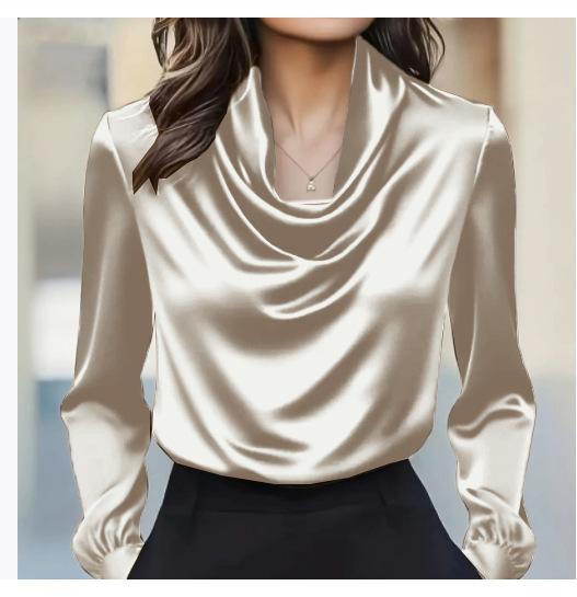 Fall Fashion Elegant Solid Color Minimalist Long Sleeve Blouse Women