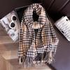 Unisex Korean Plaid Thick Winter Scarf with Tassels - Imitation Cashmere Shawl
