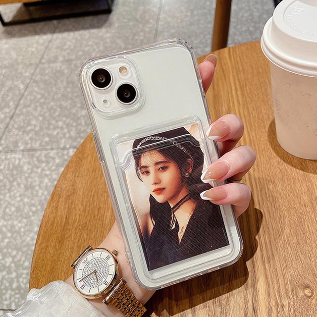 

Прозрачный силиконовый чехол с держателем карты для Iphone 14 13 11 12 Pro Max Mini XS Xr 14plus, мягкий защитный чехол для камеры For iPhone 14pro