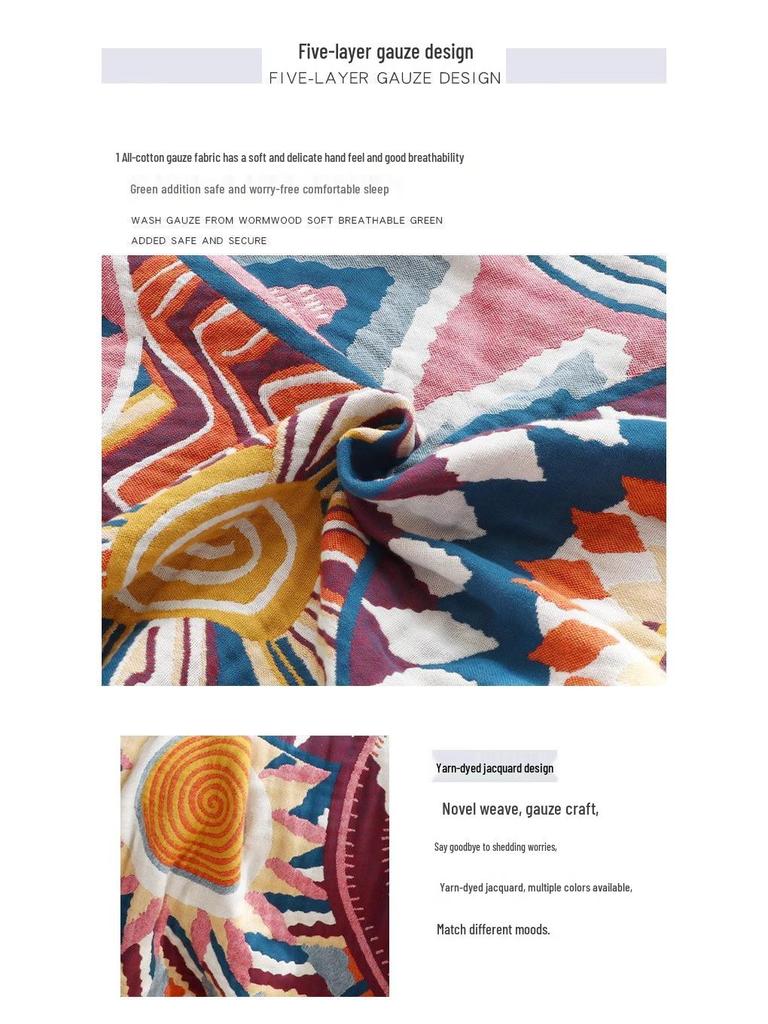 Minimalist Gauze Cotton Blanket and Towel – Lightweight Summer Quilt for Single/Double Beds