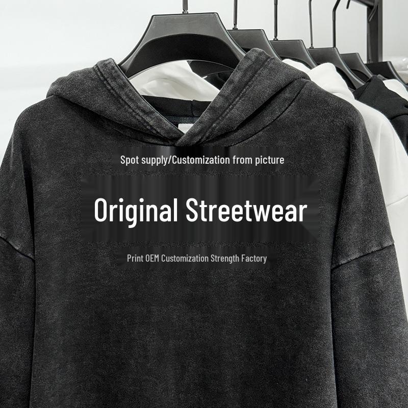 

Men’s Thick Washed Cotton Hoodie - Heavyweight 420g, Autumn/Winter XXL