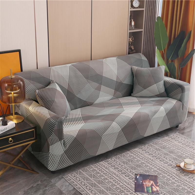 Geometry Sofa Cover for Living Room Stretch Slipcover Couch Cover Chair I Shape Big Sofa Cover 3 Seater Soft Furniture Protector