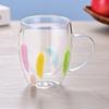 High-value Double-layer Glass Cup with Real Dried Flowers - Heat-resistant with Handle for Tea, Coffee, or Milk.