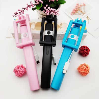 Neuer Mini-Kabelgesteuerter Selfie-Stick Rosa/Blau/Schwarz Geeignet für Android 3,5-mm-Stecker Selfie-Stick Zusammengezogen 18 cm Ausgezogen 72 cm