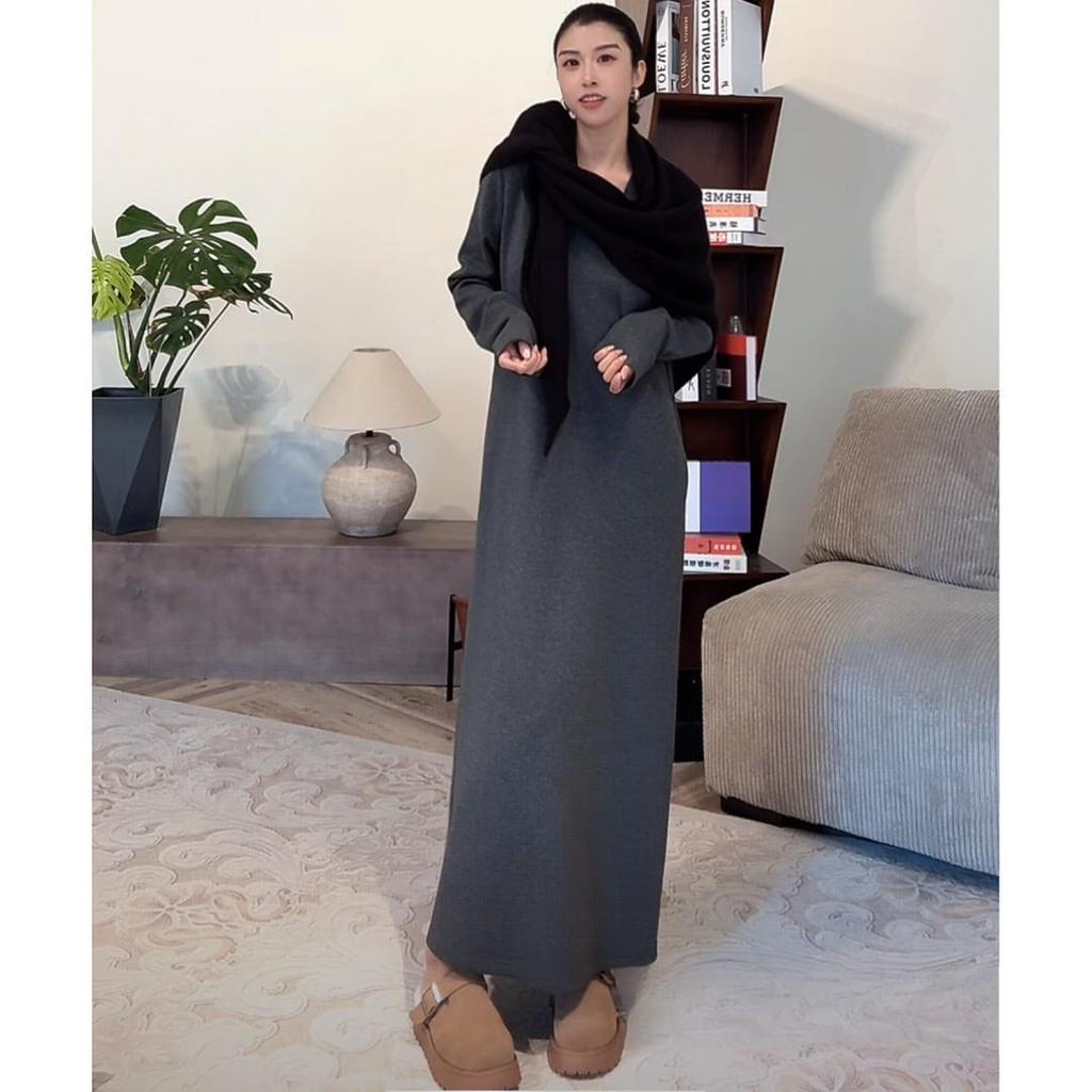ZUOXIAOQI Supermodel Langes Kleid - Herbst Winter Lässiger Rock