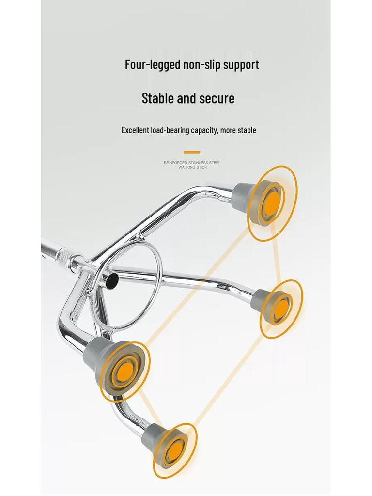 Non-slip Four-Legged Telescopic Walking Stick for Elderly and Disabled - Thickened Aluminum Alloy