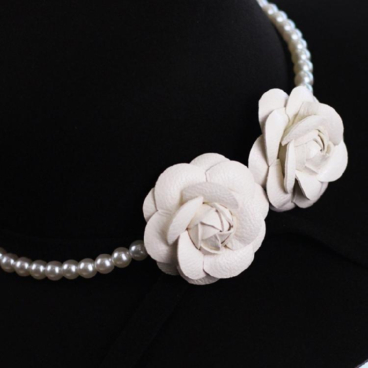 Bridal Victorian Hat Camellia Pearls Handmade Head Cover Dark Trim Vintage Fascinator Decoration For Engagement Party