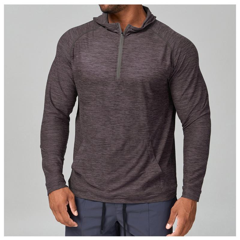 Mens Quick Dry Hooded Long Sleeve Fitness Running Outdoor Training Jacket