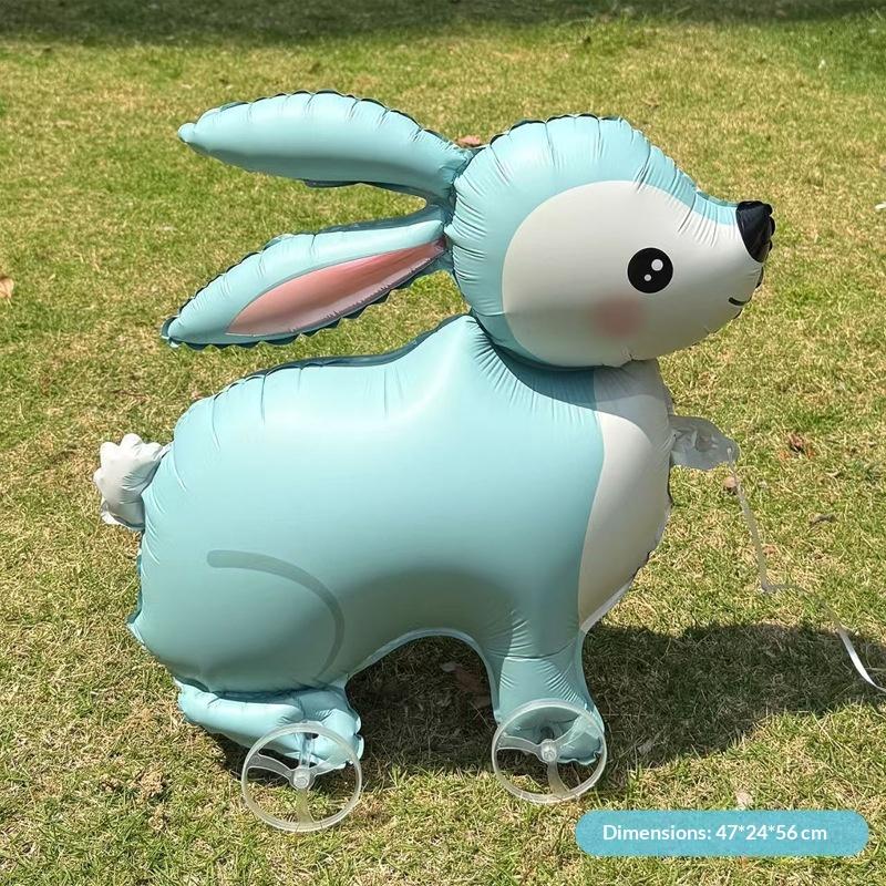 HUAHUAElephant Inspired Standing 4D Glow Foil Balloons with Wheels for Child's Birthday and Baby Shower DecorationsHUAHUA