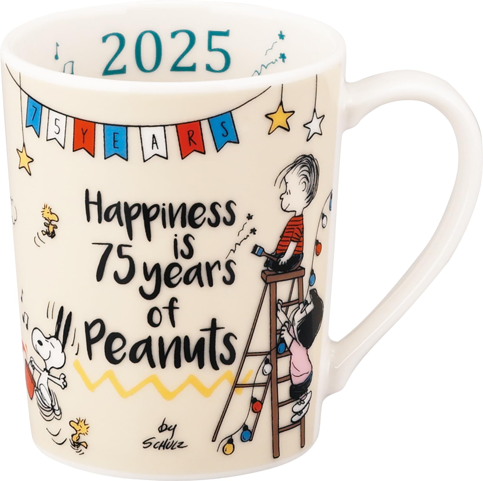 

PEANUTS 2025 Years Mug, Approx. 350ml, Microwave Safe, Snoopy Merchandise, Gift, Tableware, SN2025-11
