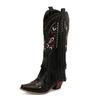 Fashion Retro Tassel Embroidered Cowgirl Mid-Calf Women Western Boots Pointed Toe Chunky High Heel Cowboy Cool All-Match Shoes