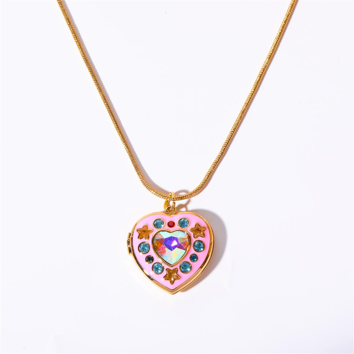 

A heart-shaped pendant necklace inlaid with zircon, a jewelry gift for women CHINA&45 cm