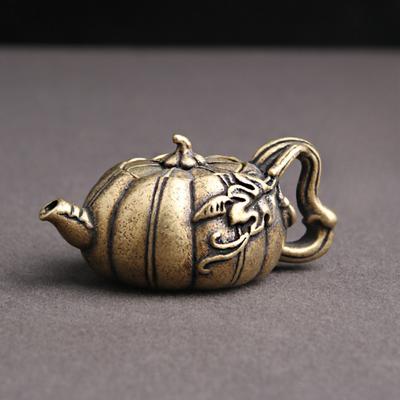 Antique Bronze Pumpkin Tea Pet Decoration Mini Small Teapot Cast Brass Pots Small Kung Fu Tea Home Decoration Ornaments Gifts
