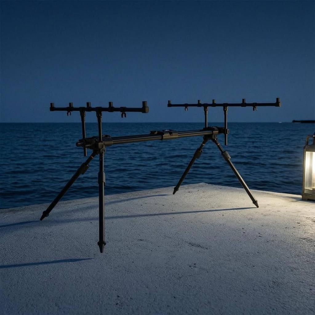 5 Rod Fishing Stand Adjustable Aluminum Rack Sturdy for Anglers