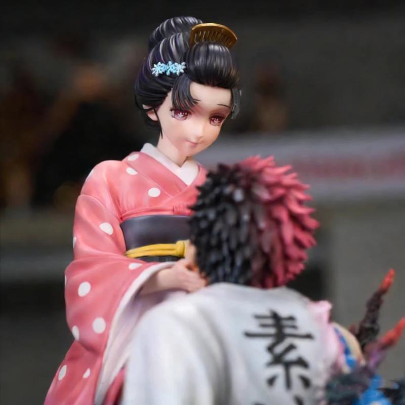 Demon Slayer 27cm GK Popart Akaza Koyuki Figure Cherry Blossom Scene Statue Desktop Ornament Presents Anime Collectible Model Toys