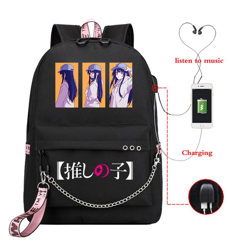 Animation, Children I Push, School Bags, Youth Usb Backpacks, Large-Capacity Travel Bags, Computer Bags