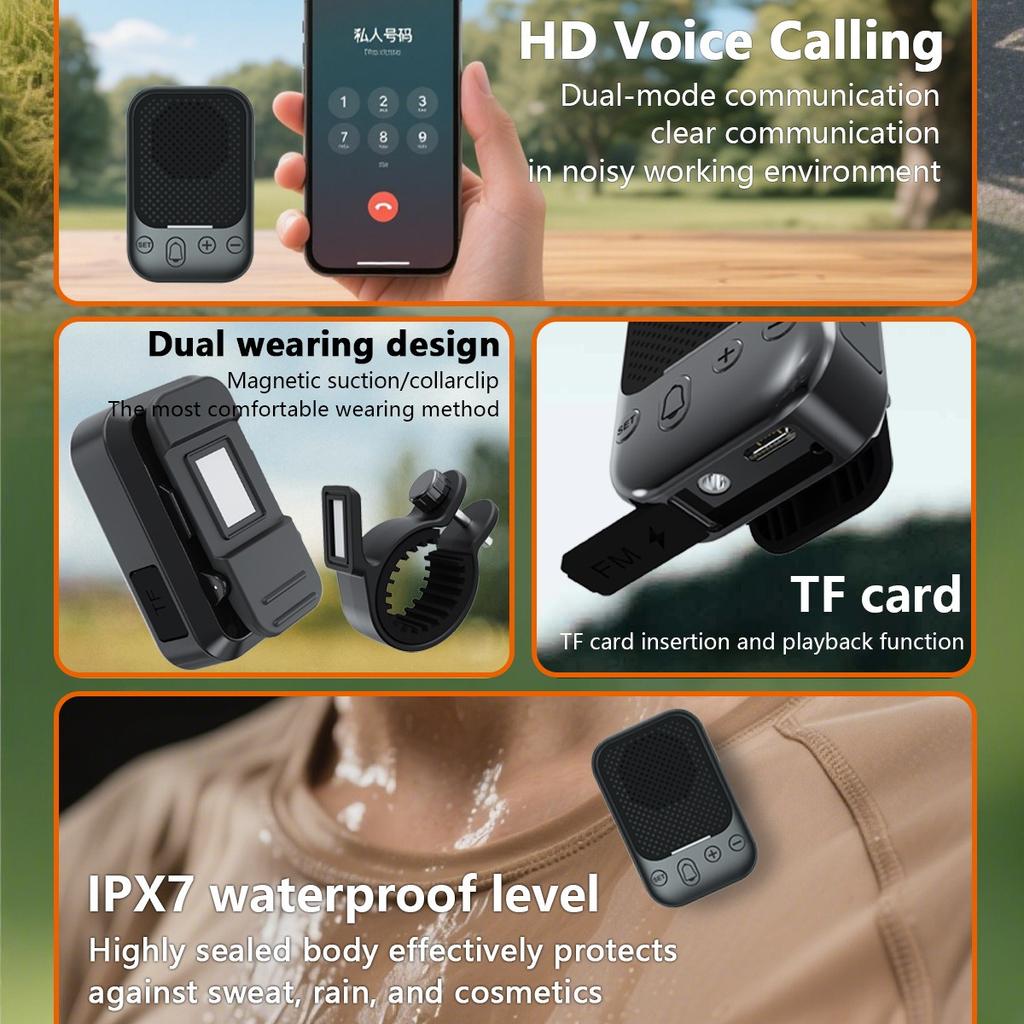 Bike Bluetooth Speakers Portable Mini FM Radio TF Card Dual Pairing Wireless Collar-clip Speaker for Cycling Hiking Camping