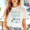 Dinner Time Cartoon Fun Simple Pattern Regular Summer New Short Sleeved Women's Casual Style T-Shirt Vacation Travel Clothing