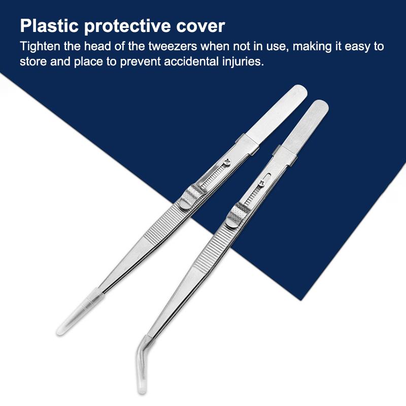 Adjustable Self Clamping Tweezers Jewelry Making Tool Slide Lock Stainless Steel Tweezers Electronic Component Repair Tools