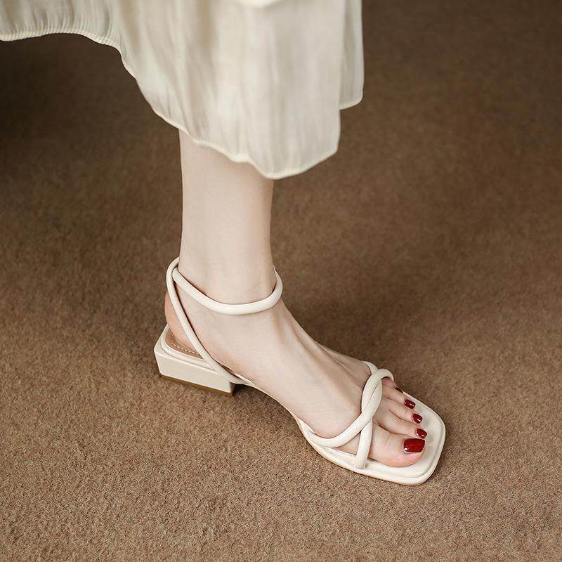 Pick Up Girl 8158-1 Summer Night Breeze Gentle Low Heel Sandals Summer 2025 New Fairy Style Women's Shoes