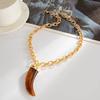 2026 New Trendy Imitation Of Cow Horns Acrylic Pendant Metal Necklace For Women Female DIY Chain Link Jewelry Birthday Party