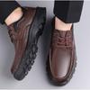 Spring Autumn Lace Cow Leather Shoes for Men Fashion Soft-soled Men's Platform Shoes Designer Casual Dress Shoes Male