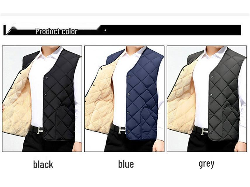 Men's Fleece-Lined Windproof Vest for Autumn & Winter - Ideal for Middle-Aged & Elderly