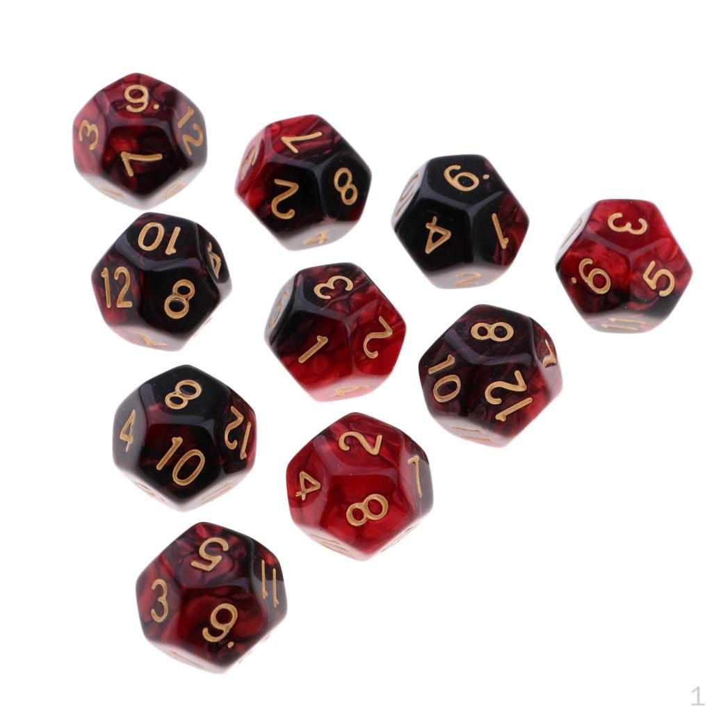10 Count D12 Multi-Faceted Dice for Play