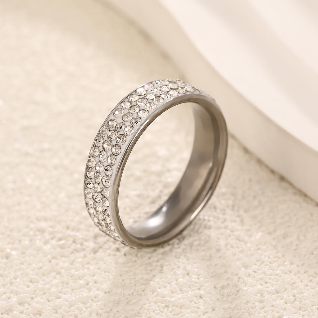3/5 Row  Ring  Stainless Steel Wedding Engagement Rings For Women Men Jewelry Gift
