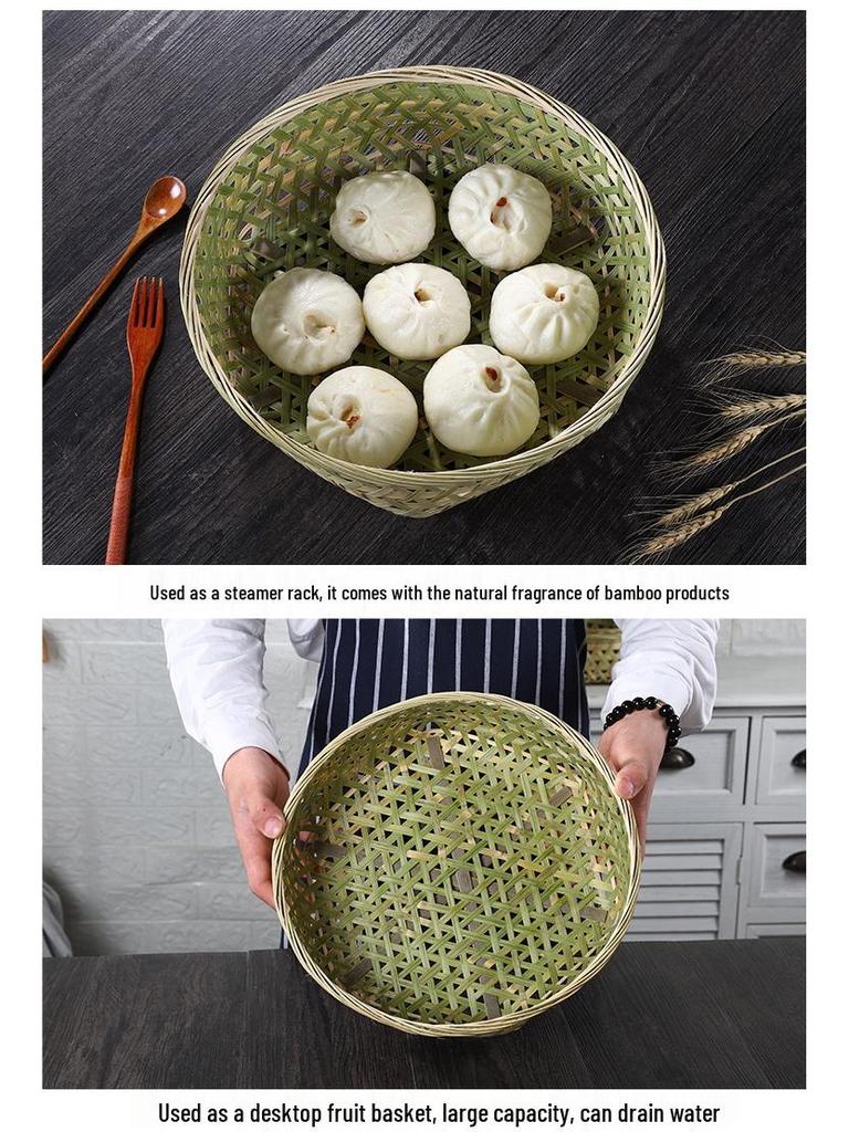 Bambus-Dämpfer: Handgefertigtes Tablett, Obstschale, Abtropfkorb und Hohlkorb