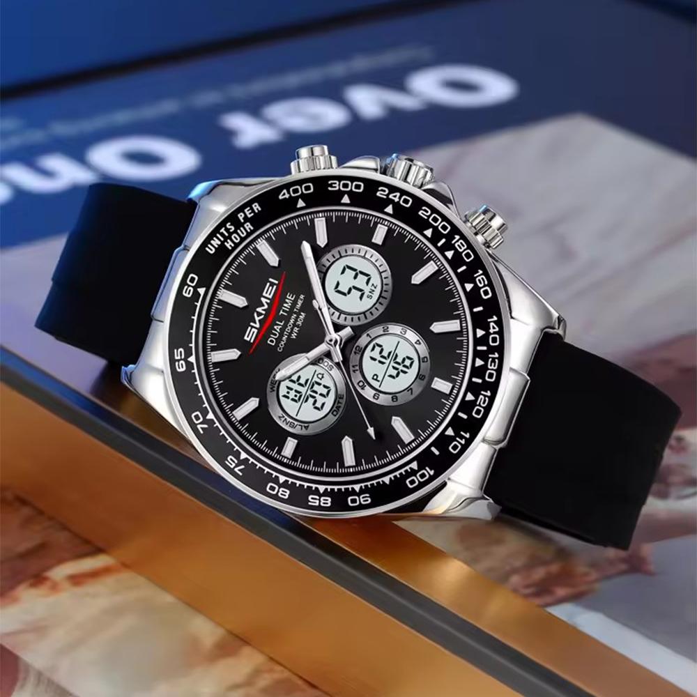 Chronografové hodinky pro muže Luxusní značka Sportovní křemíkové náramkové hodinky Vodotěsné Vojenské ocelové pánské hodinky Digitální hodiny Relogio Masculino