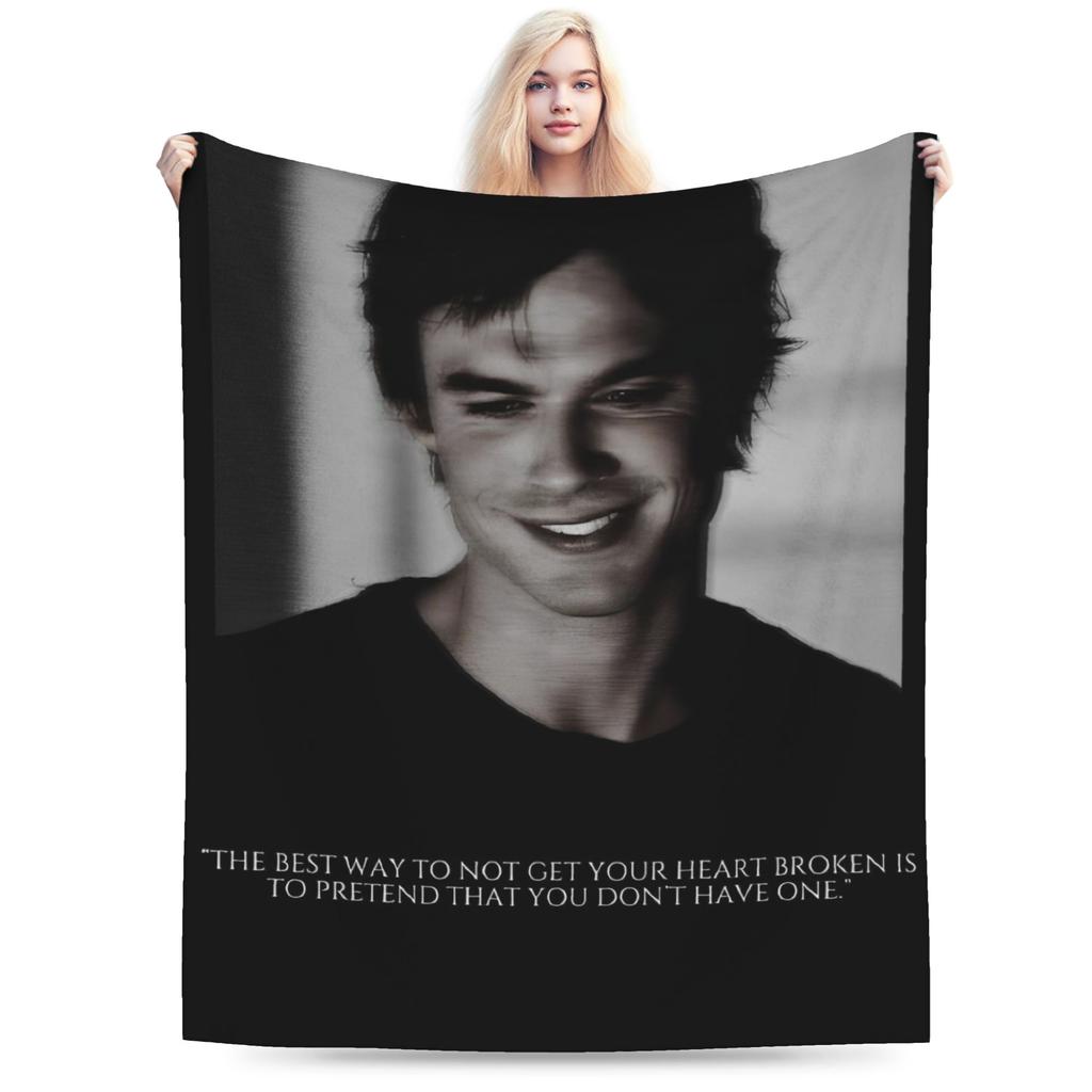 The Vampire Diaries Damon Salvatore Blankets Fleece Spring/Autumn Multi-function Warm Throw Blanket for Sofa Car Bedspreads