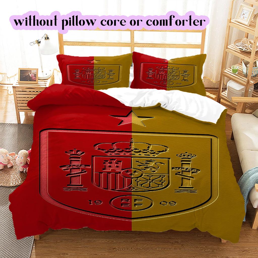 Spain Football Soccer Pattern Bedding,Quilt Set Quilt Cover Pillowcase Home Birthday Gift (1*duvet Cover+2*pillowcase,without Core)