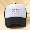 Bloom Like a Flower Floral Print Trucker Hat Unisex Polyester Mesh Back Baseball Cap Casual Outdoor