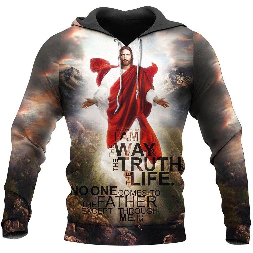Men's Hoodie Jesus Christ 3D Print Sweatshirt Spring Fall Designer Fashion Casual Pullover Oversized Y2k Clothes Stranger Things