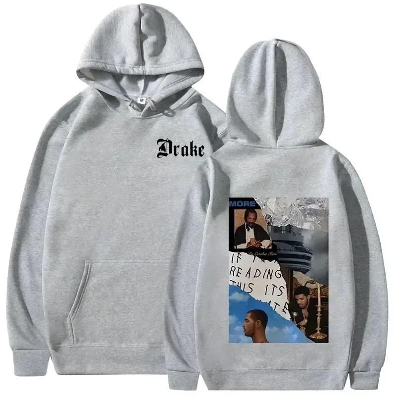 Rapper Drake Music Album Cover Graphic Hoodies Men's Fashion Hip Hop Vintage Sweatshirts AutumnWinter Fleece Warm Pullovers