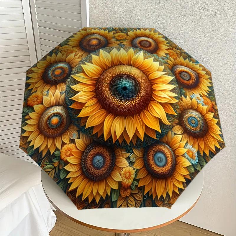 

1pc Sunflower Mandala Pattern Umbrella with Plastic Handle,Suitable for All Seasons Home Travel Outdoor UmbrellaDD1131