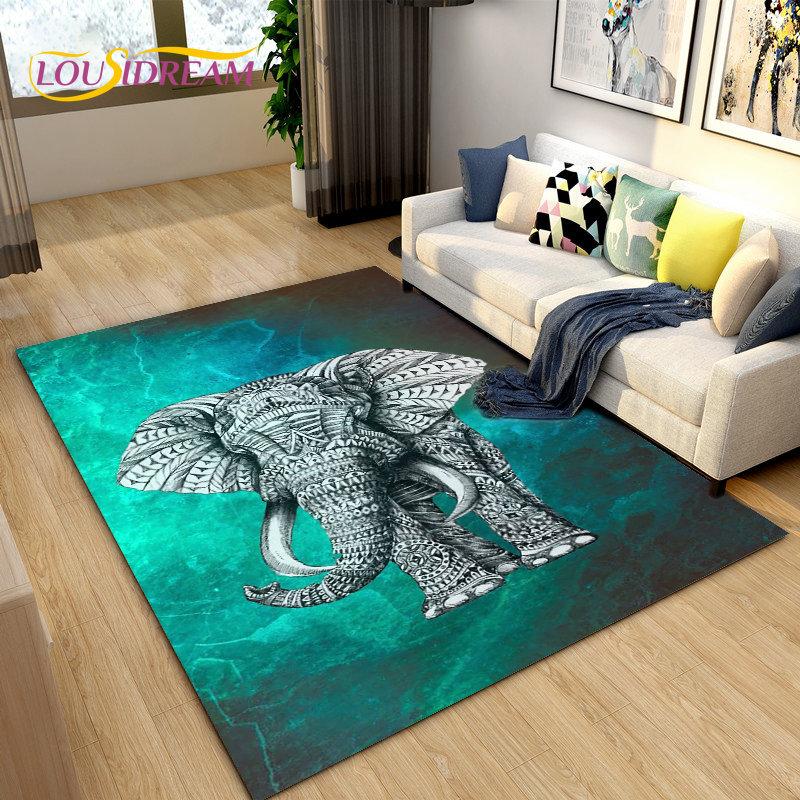 Elephant Ganesha Series  Area Rug Large,Carpet Rug for Living Room Bedroom Sofa Doormat Decoration,kids Play Non-slip Floor Mat