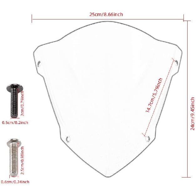 Evomosa Motorrad Windschutzscheibe Sport-Visier Passend für MT-03 MT03 MT-25 MT25 2013 2020 2021 20-21 (Schwarz)